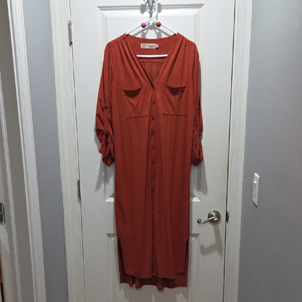 Rust Midi Dress
